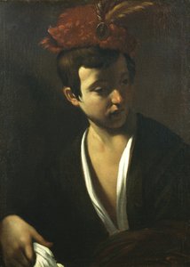 Niño con sombrero de plumas de Unknown